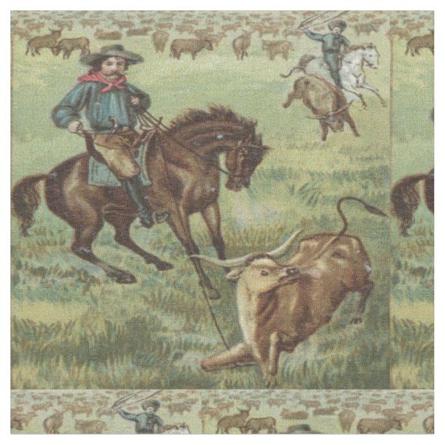 Tissu Roping de boeuf occidental vintage de cowboy (Fermer)