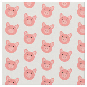 Tissu rose Avec Des Faces De Porcs Douces Motif
