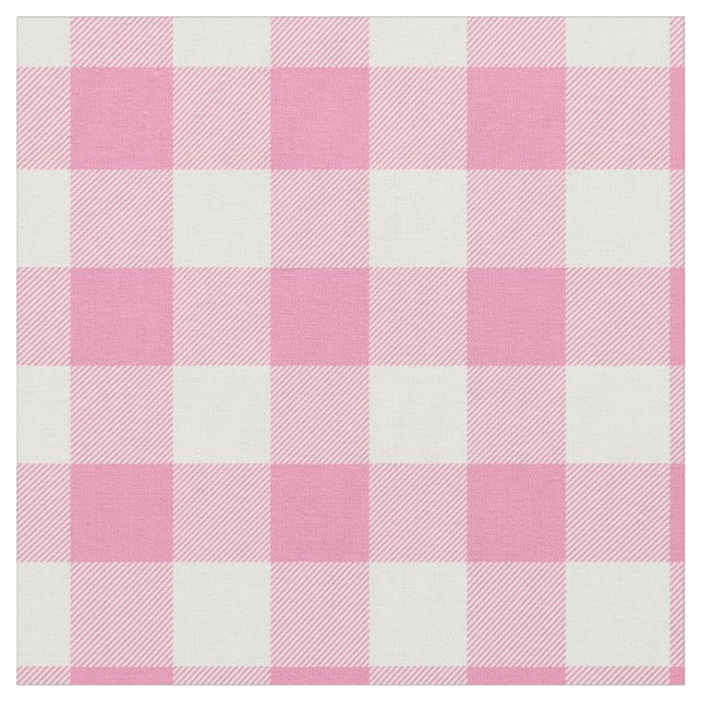 Tissu Rose bébé et carreaux gingham blanc (Fermer)