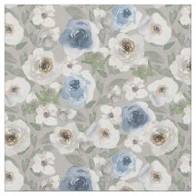 Tissu Rose blanc et bleu
