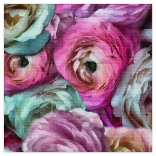 Tissu Rose & Blanc Rose & Peony Flowers