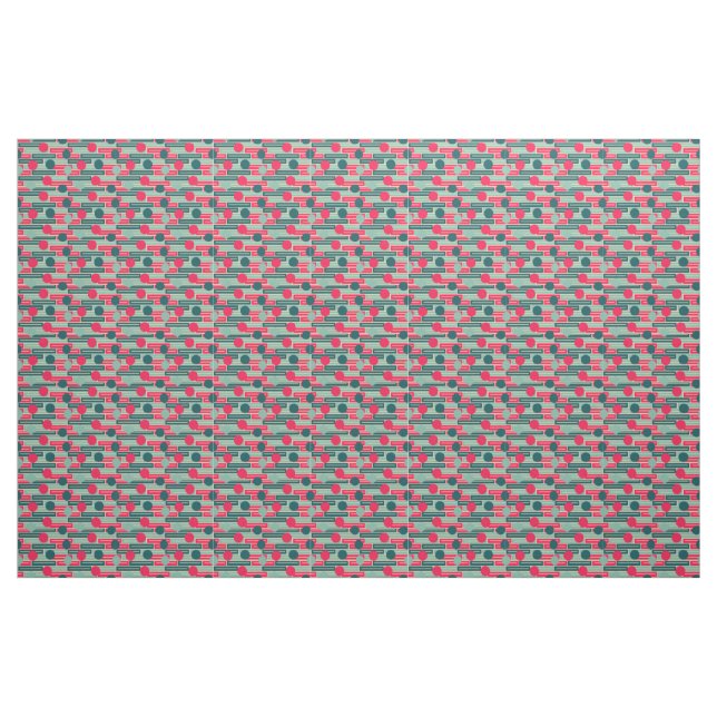 Tissu Rose, Bleu clair, Rectangles Turquoises et cercles (Fat Quarter)