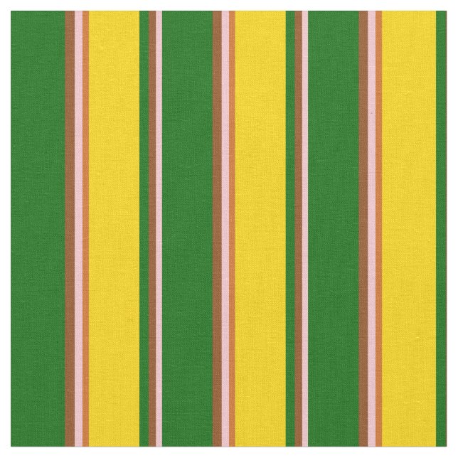 Tissu Rose, Brown, vert foncé, jaune et chocolat (Fermer)