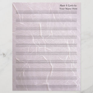 Tissu rose broyé Tôle blanche Musique 10 stave