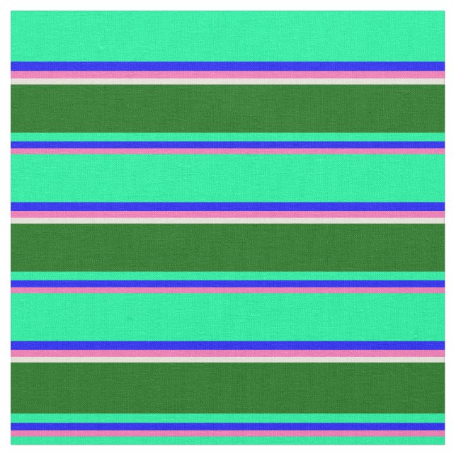 Tissu Rose chaud, bleu, vert, vert foncé et beige (Fermer)