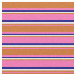 Tissu Rose chaud, chocolat, crème à la menthe et bleu
