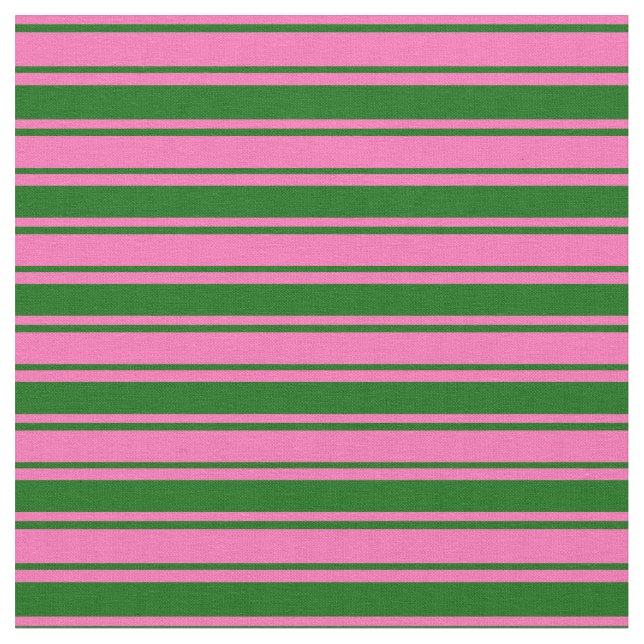 Tissu Rose chaud et vert foncé Motif des rayures (Fermer)