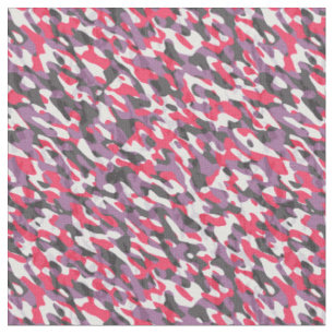Tissu Rose chaud, violet et camouflage noir abstrait