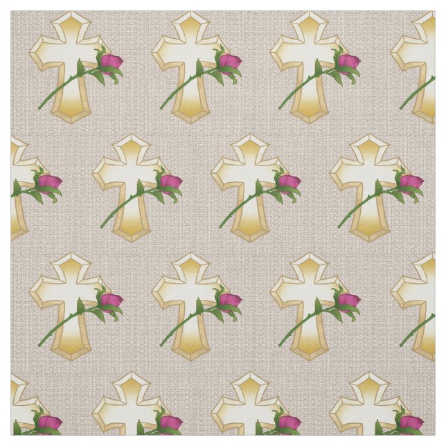 Tissu Rose Christian Cross Fabric (Échantillon)