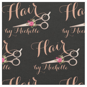 Tissu Rose Ciseaux à fleurs d'or Coiffeur Coiffeur Salon