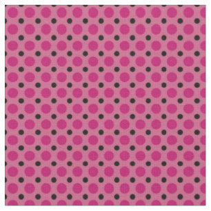 Tissu Rose clair, rose vif et pois noirs