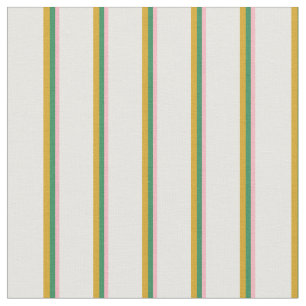 Tissu Rose clair, vert mer, verge d'or et crème à la men