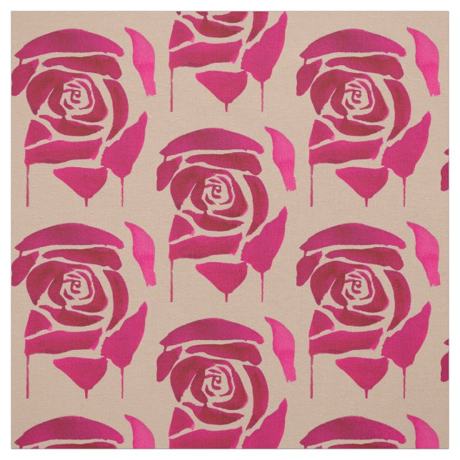 Tissu Rose d'aquarelle Abstraite art original floral (Échantillon)