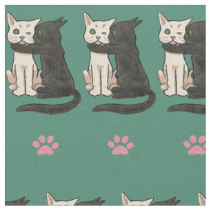 Tissu rose de baiser de pattes de chats de cru
