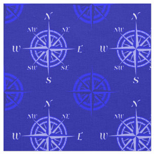 Tissu Rose de boussole de bleu d'océan