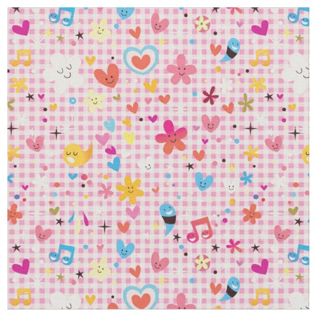 Tissu rose de motif de bande dessinée d'amusement (Fermer)