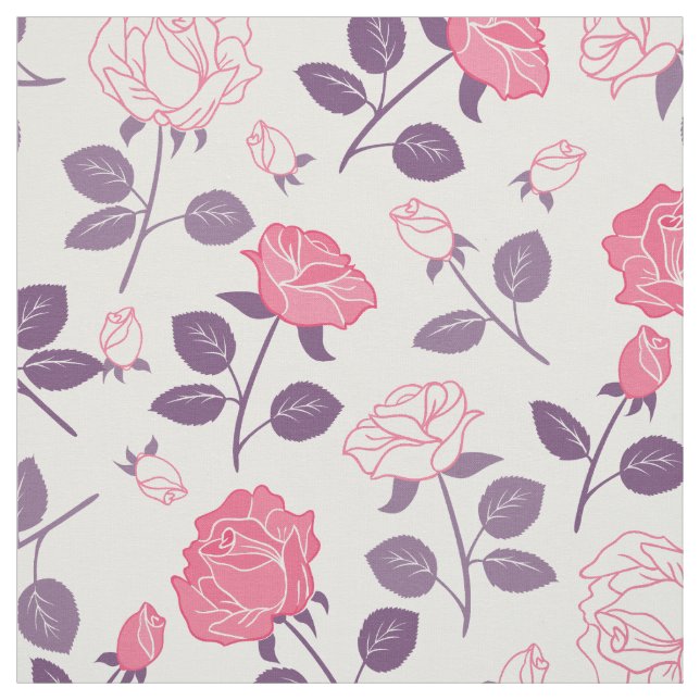 Tissu rose de motif de roses (Échantillon)
