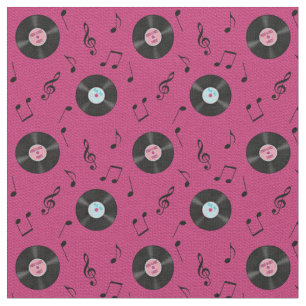 Tissu rose de musique de disques de KRW rétro