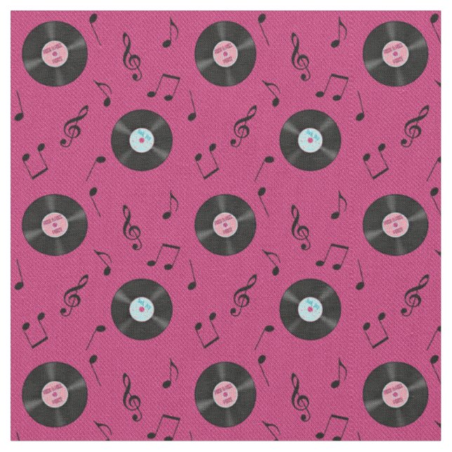 Tissu rose de musique de disques de KRW rétro (Fermer)
