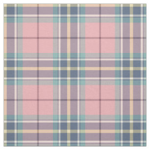 Tissu Rose de pastels de ressort, bleu, plaid d'Aqua