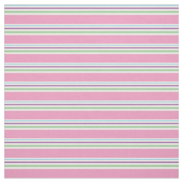 Tissu Rose de sucrerie de coton, vert, Aqua, rayures (Échantillon)