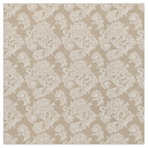 Tissu rose de toile de jute et de dentelle