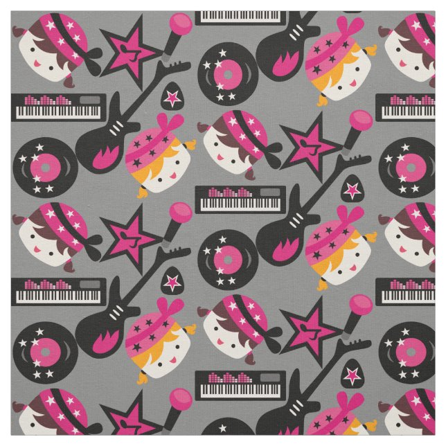 Tissu rose de vedette du rock de filles (Échantillon)