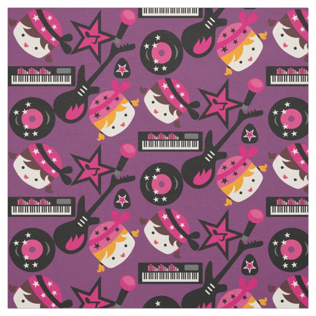 Tissu rose de vedette du rock de filles (Échantillon)