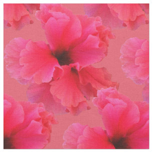 Tissu rose d'impression florale de ketmie