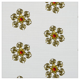 Tissu ROSE EN OR AVEC RUBE ROUGE, Motif blanc