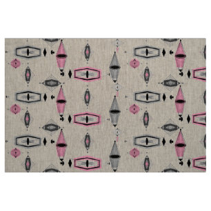 Tissu rose et gris atomique de popeline de motif