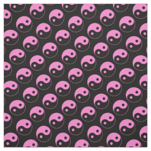 Tissu rose et noir de motif de Yin Yang