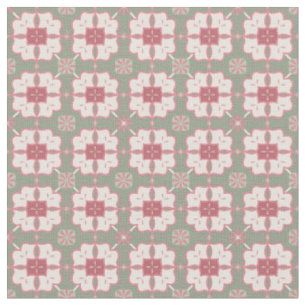 Tissu Rose et vert menthe   Bel Motif de bloc floral