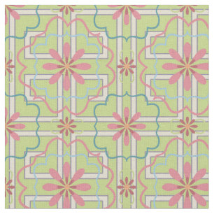 Tissu Rose et vert menthe Imaginaire floral