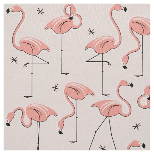 Tissu rose flamants roses (Échantillon)