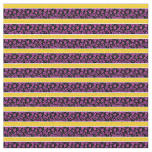 Tissu Rose floral-or/blanc rayé - noir/couleur choisie