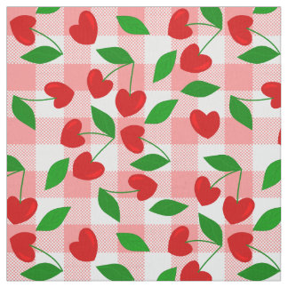 Tissu rose gingham forme de coeur rockabilly