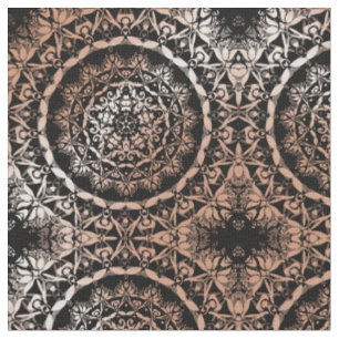 Tissu Rose Gold Black Mandala Motif