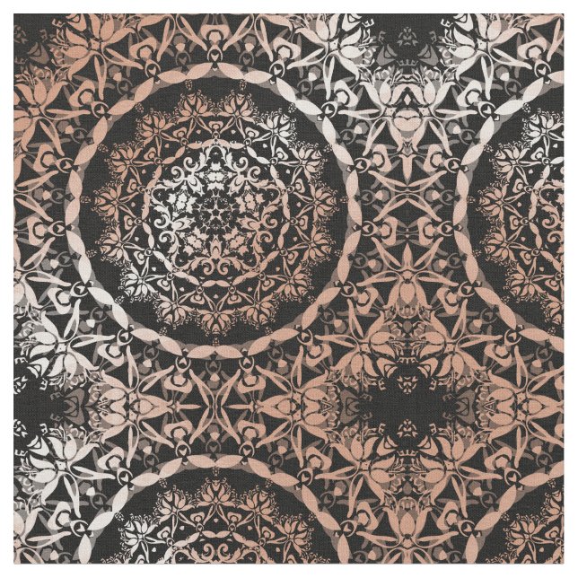 Tissu Rose Gold Black Mandala Motif (Fermer)