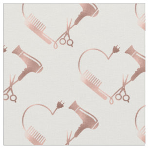 Tissu Rose Gold Ciseaux Coiffeur Styliste Salon Coeur