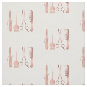Tissu Rose Gold Ciseaux Coiffeur Styliste Salon Motif