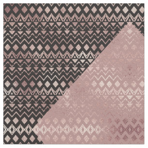 Tissu Rose Gold Main Tirée Tribal Aztec Géométrique