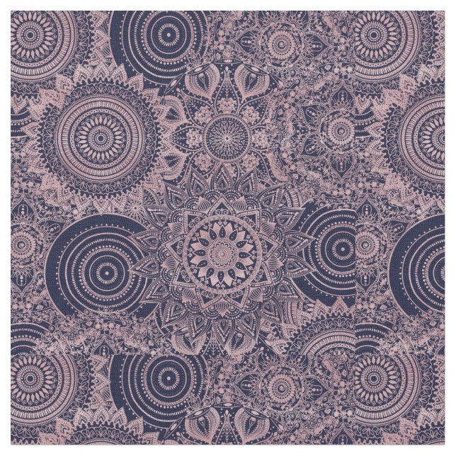 Tissu Rose Gold Mandala Collection Blue Design (Fermer)