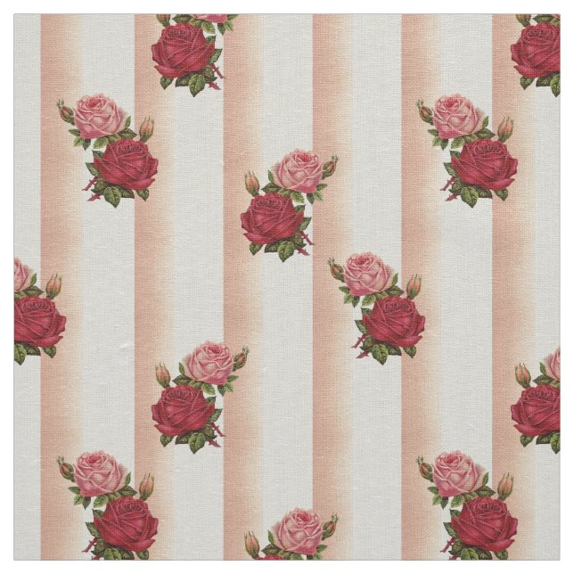 Tissu Rose Gold Stripes Chic Rose Floral Linen (Échantillon)