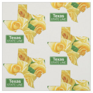 Tissu Rose jaune de forme du Texas et frontière d'état