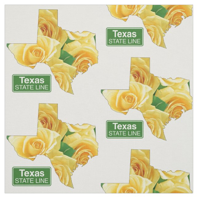 Tissu Rose jaune de forme du Texas et frontière d'état (Échantillon)