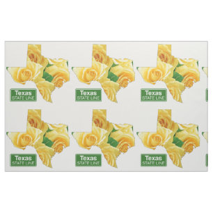 Tissu Rose jaune de forme du Texas et frontière d'état