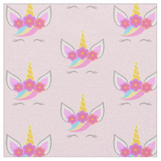 Tissu Rose mignon de licorne