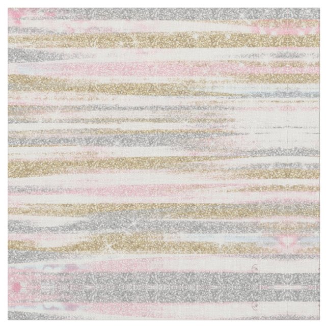 Tissu Rose moderne Parties scintillant d'or Argent Strok (Fermer)