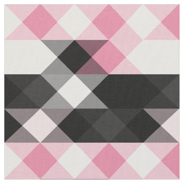 Tissu rose noir gris blanc géométrique (Fermer)